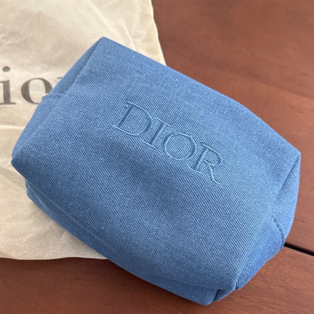 Dior gwp Blue Embroidered Canvas Cosmetic Case
